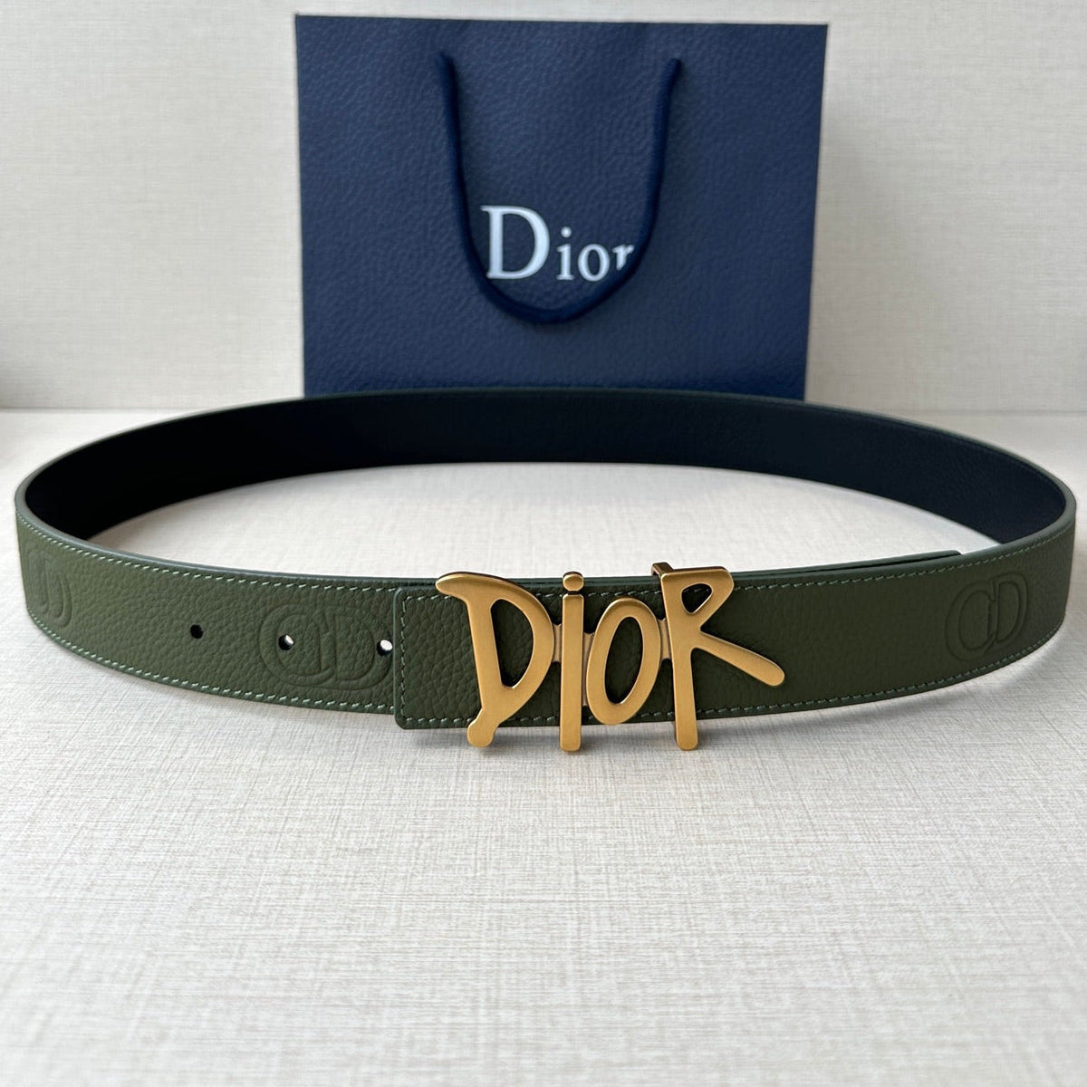 Dior 2026 Shawn Stussy Reversible Belt 35mm Calfskin