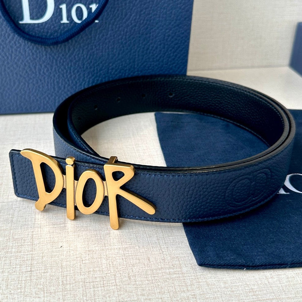 Dior 2026 Shawn Stussy Reversible Belt 35mm Calfskin