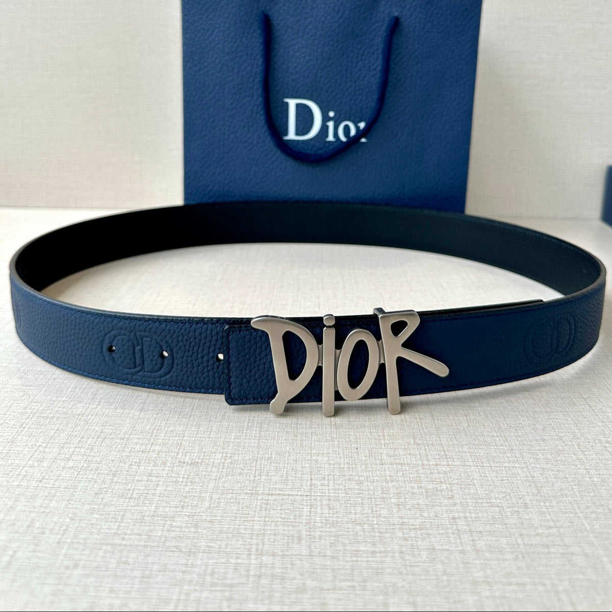 Dior 2026 Shawn Stussy Reversible Belt 35mm Calfskin