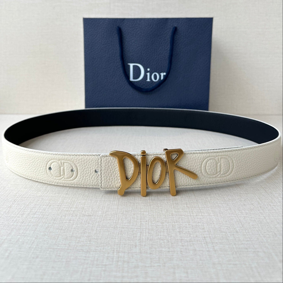 Dior 2026 Shawn Stussy Reversible Belt 35mm Calfskin