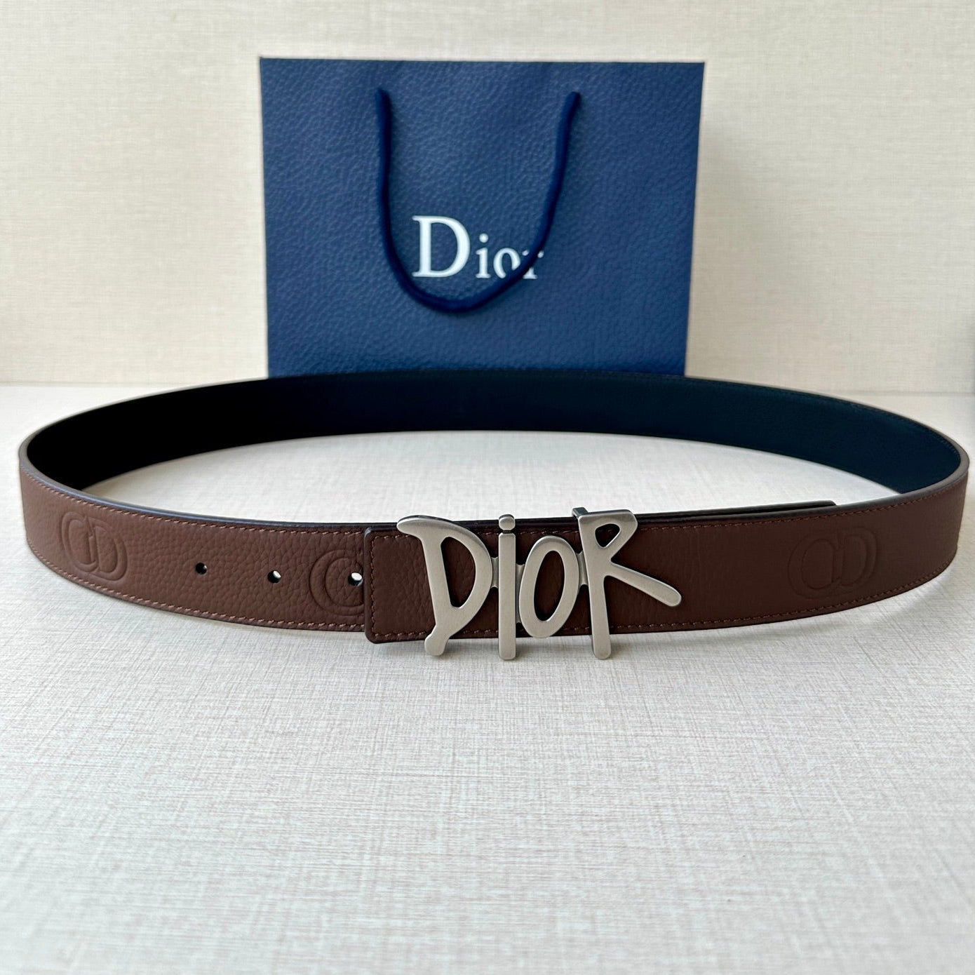 Dior 2026 Shawn Stussy Reversible Belt 35mm Calfskin