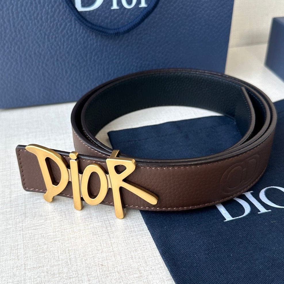 Dior 2026 Shawn Stussy Reversible Belt 35mm Calfskin