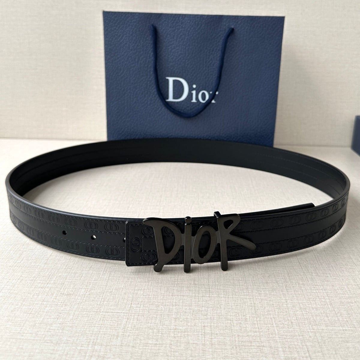 Dior 2026 Oblique Cosmo Reversible Belt 35mm Leather