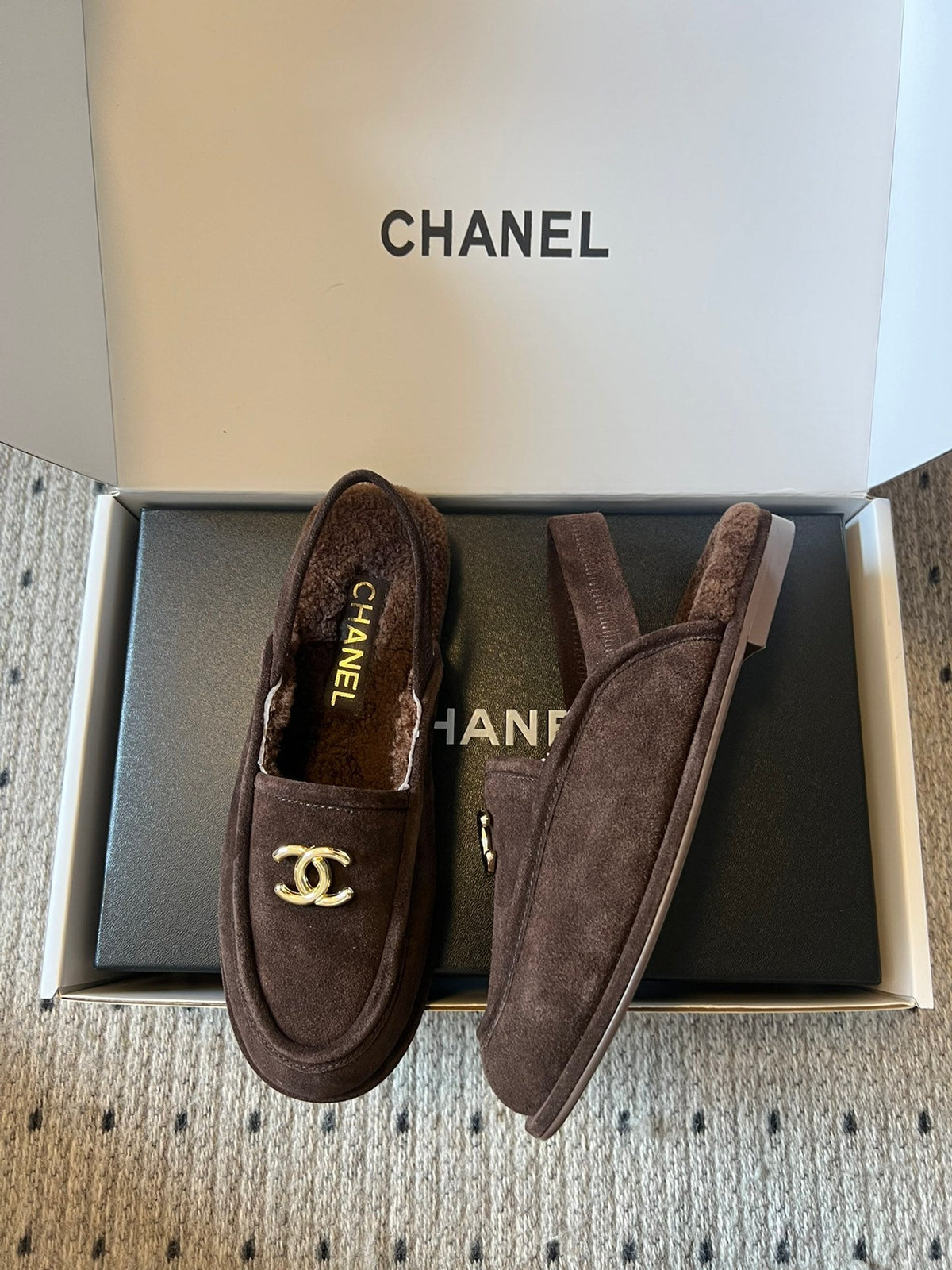 Chanel 2026 Shoe Brown Chocolate Suede Lambskin
