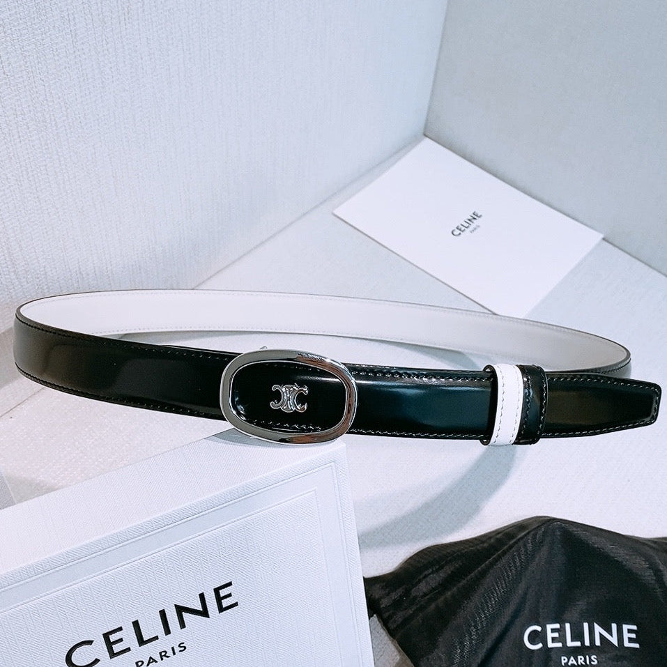 Celine 2026 Triomphe Classic Reversible Belt 25mm Leather 191084