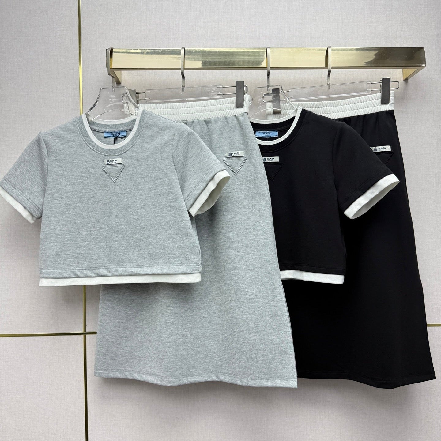 Prada 2026 Set Black and Light Gray Cotton 354808