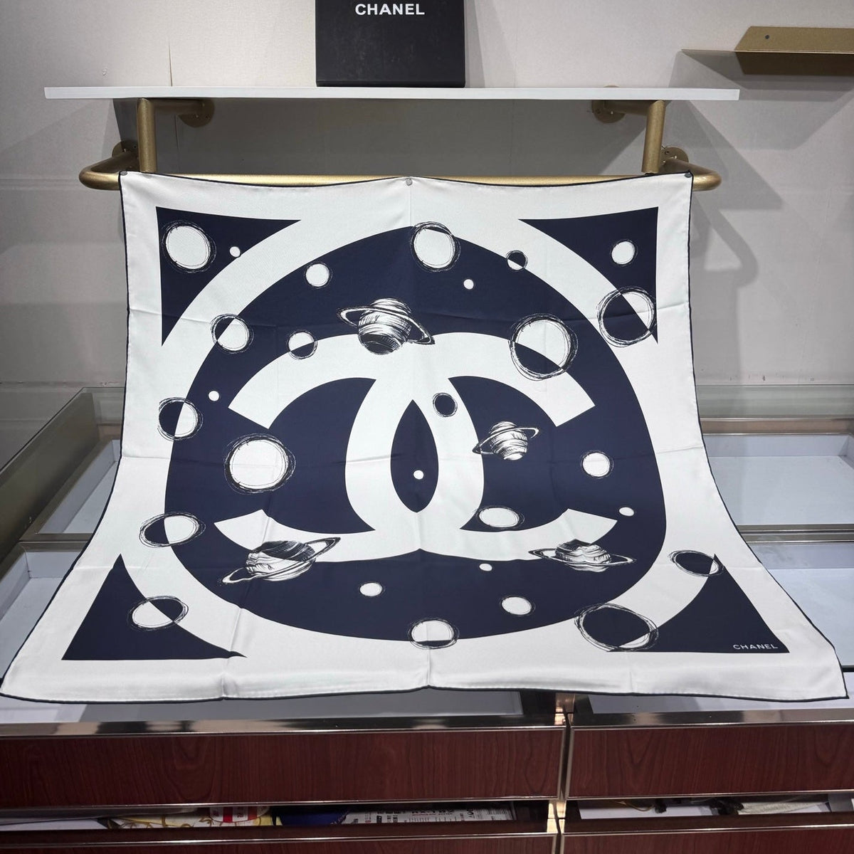 Chanel 2026 Space-Themed Scarf 90cm Silk 200823