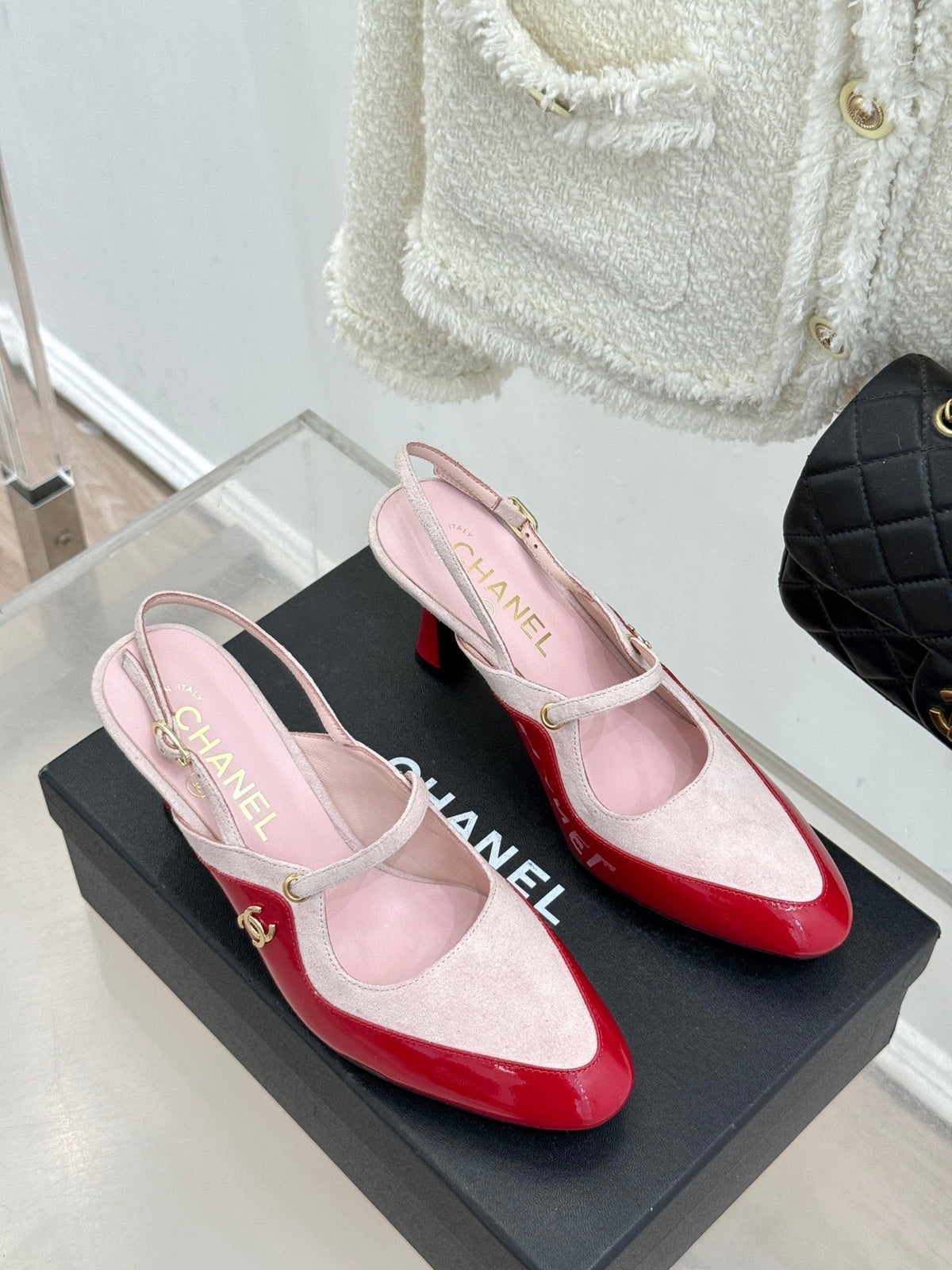 Chanel 2026 Two-Tone Slingback 70mm Suede Leather 671567