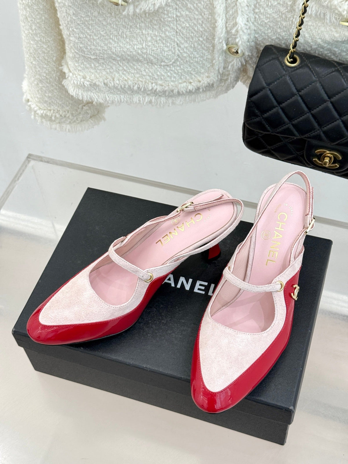 Chanel 2026 Two-Tone Slingback 70mm Suede Leather 671567