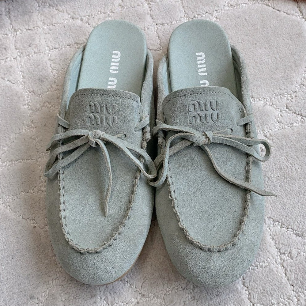 Miu Miu 2026 Bow-Tie Flat Shoe Suede 977033