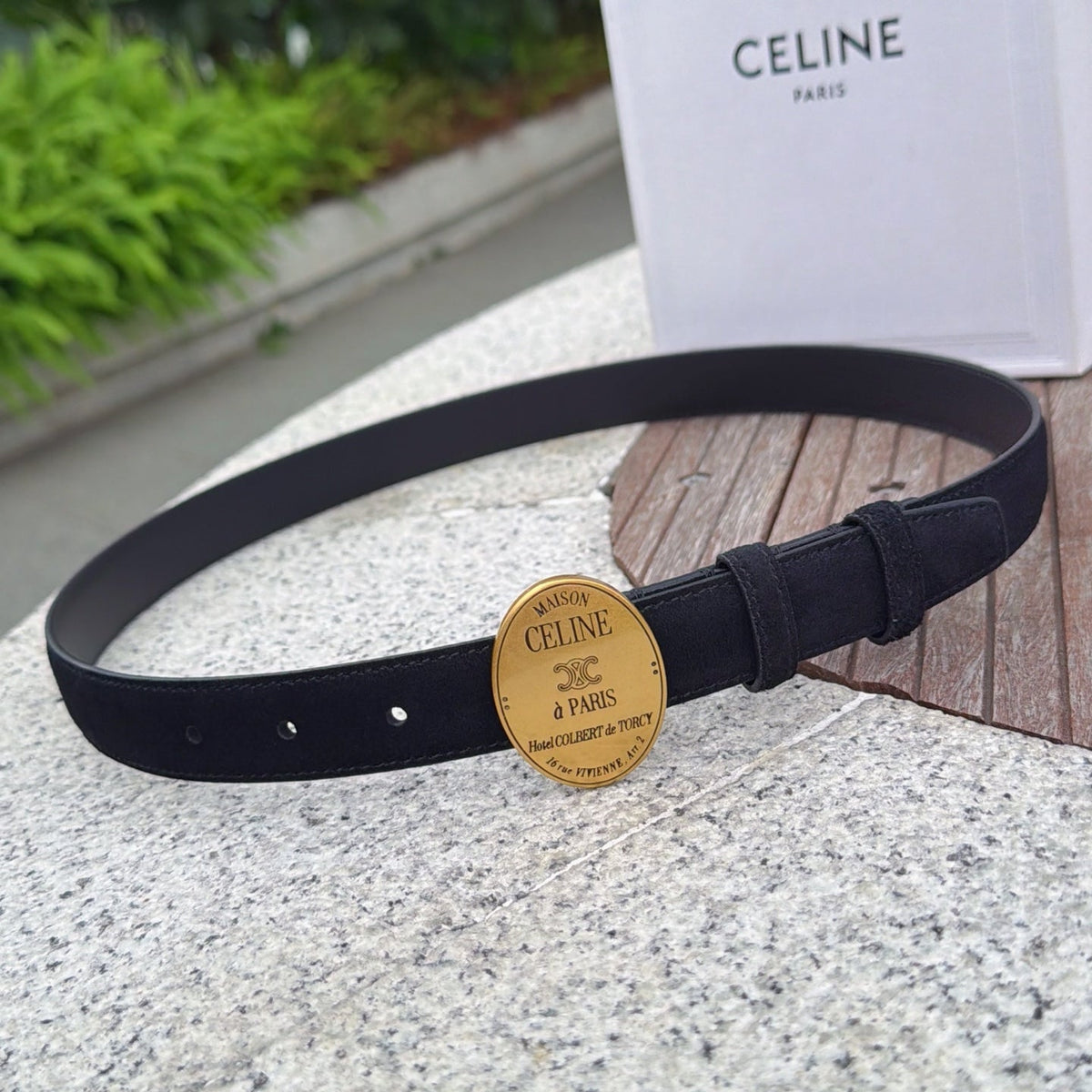 Celine 4.5cm Belt Buckle 2.5cm Width Suede Leather