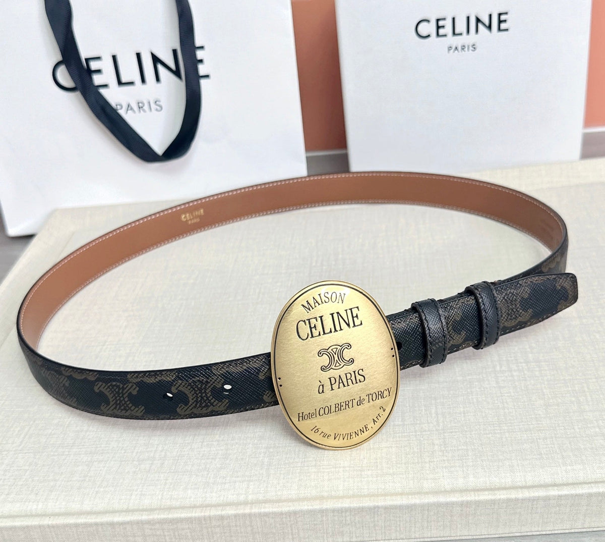 Celine 7.5cm Belt Buckle 2.5cm Width Calfskin