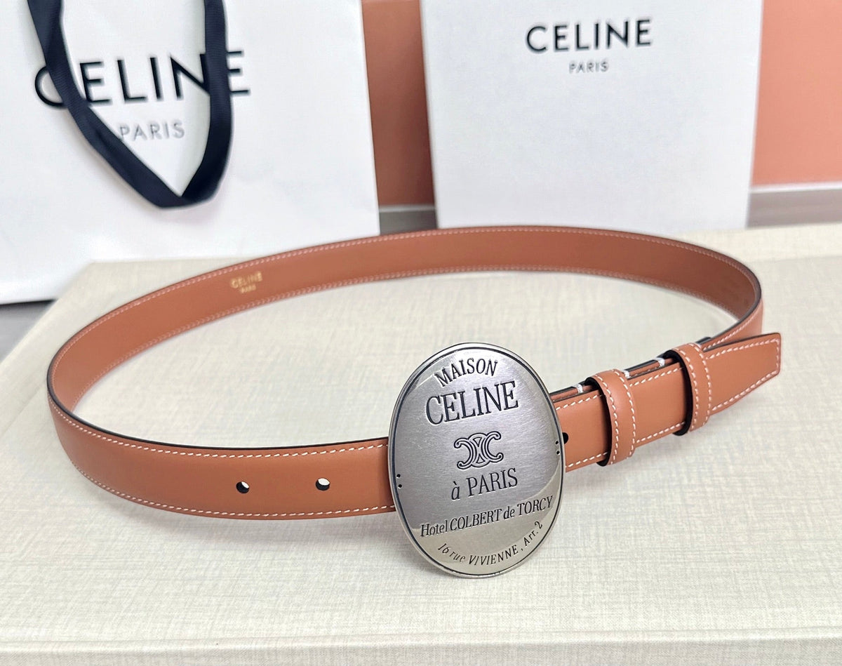 Celine 7.5cm Belt Buckle 2.5cm Width Calfskin