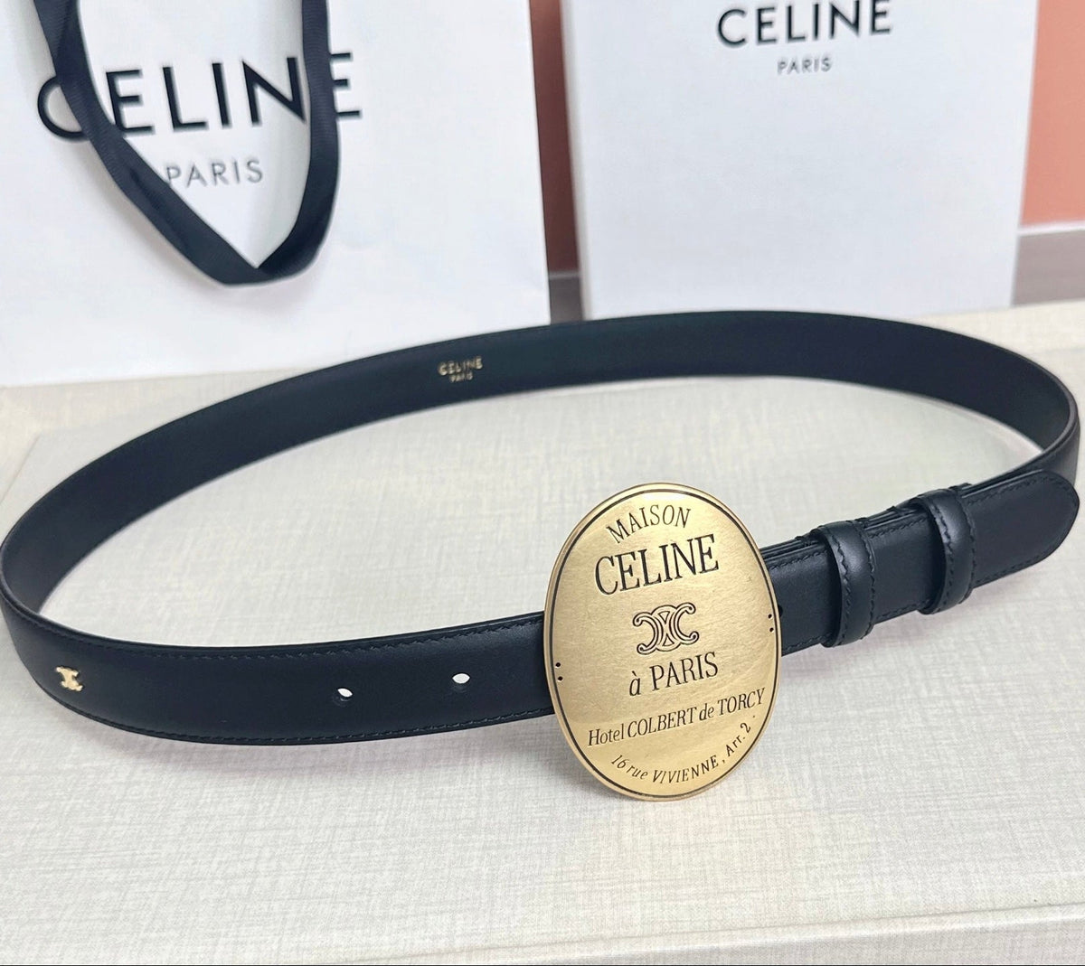 Celine 7.5cm Belt Buckle 2.5cm Width Calfskin
