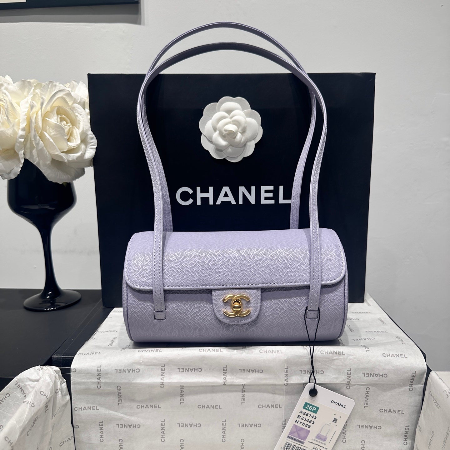 Chanel 2026 Bowling Ball Cylinder Bag Caviar Leather