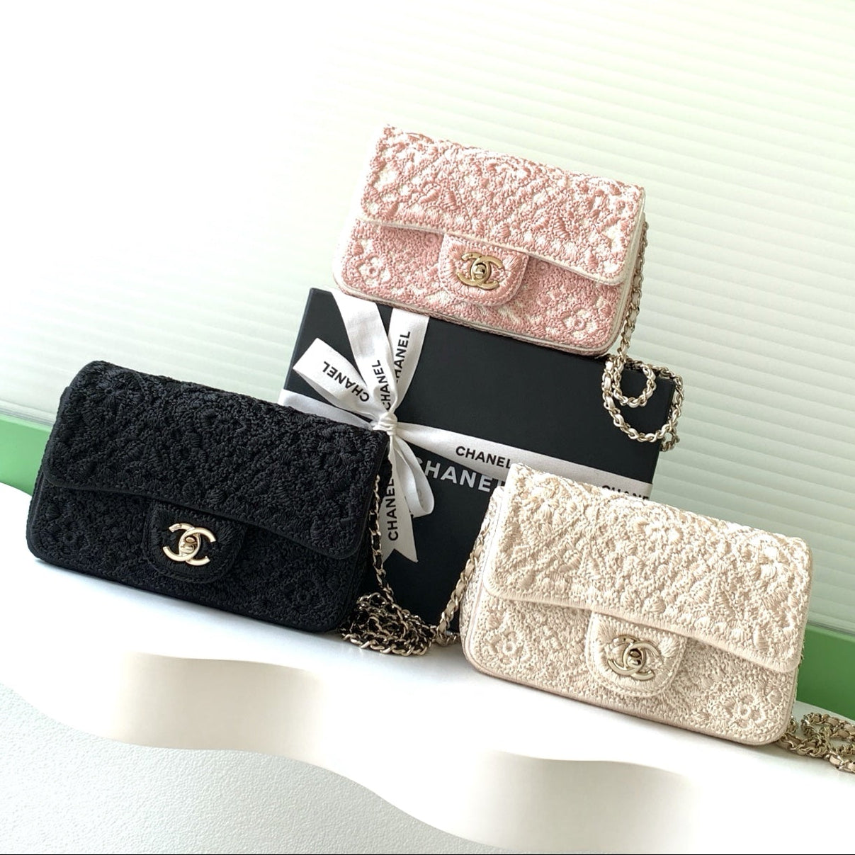 Chanel 2026 Crochet Bag 21cm Wool Leather 292266