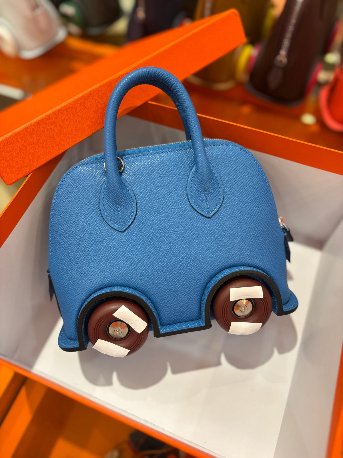High-end Hermes 2026 Mini Bowling Wheel Bag Epsom Leather