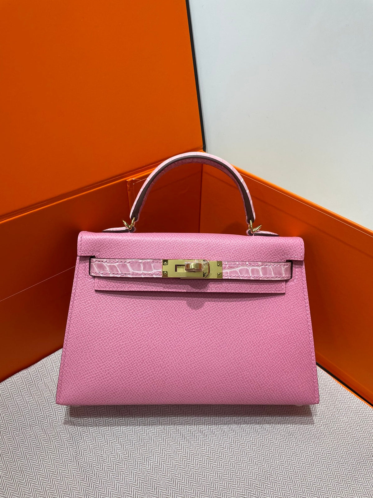 High-end Hermes 2026 Mini Kelly Bag 19cm Crocodile/Epsom Leather