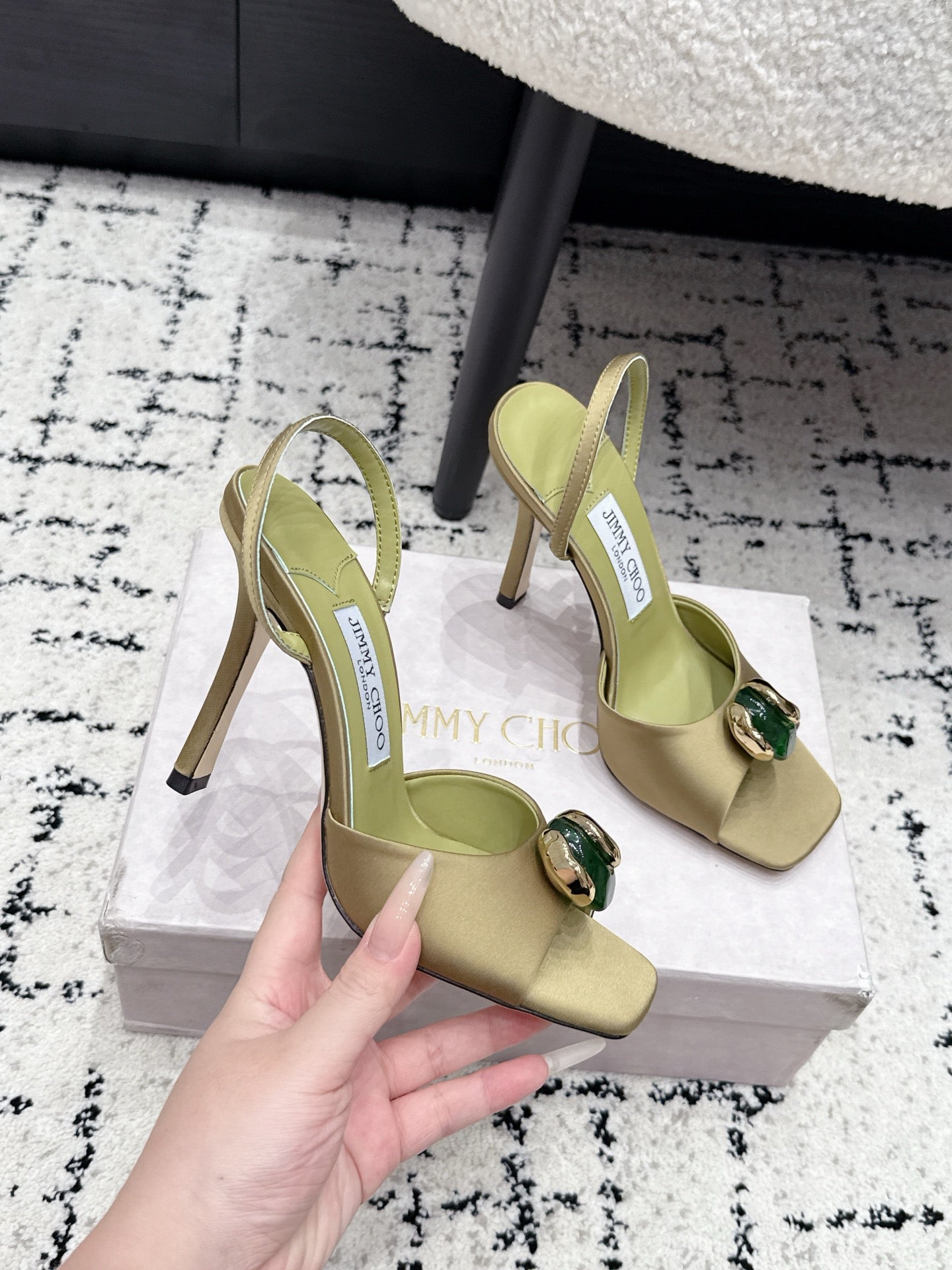 Jimmy Choo 2026 Emani Sandals 100mm Silk Suede 955546