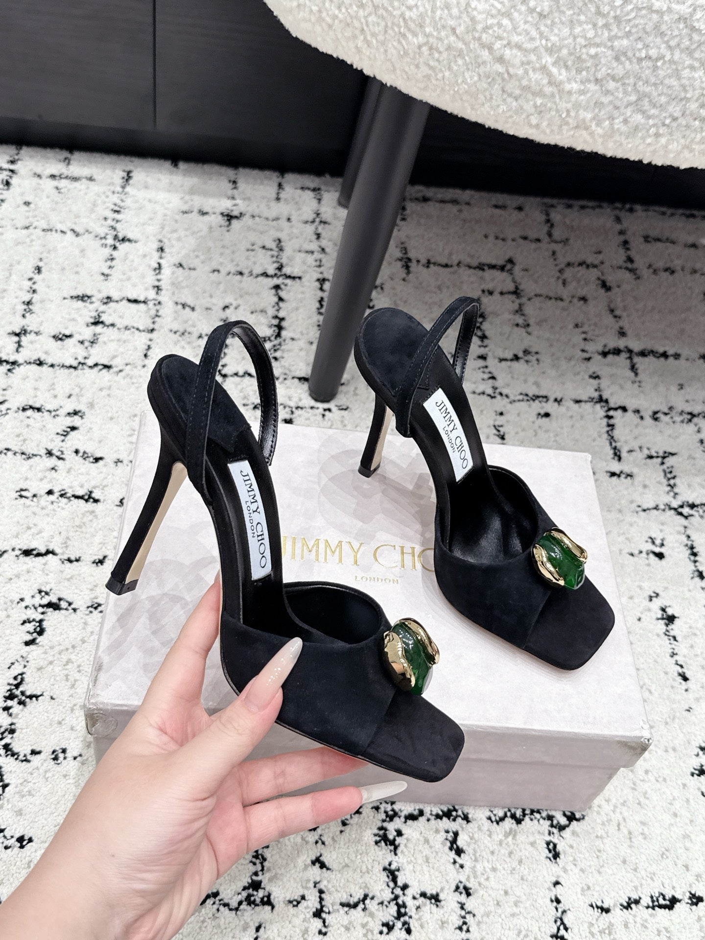 Jimmy Choo 2026 Emani Sandals 100mm Silk Suede 955546