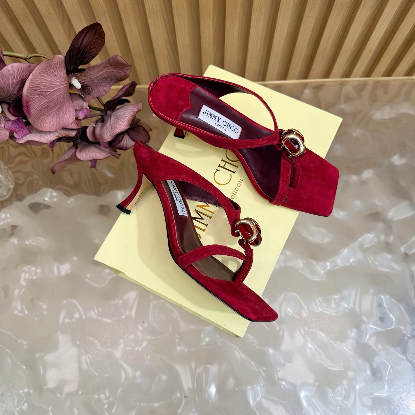 Jimmy Choo 2026 Emeri Stone Sandals 85mm Suede 949785