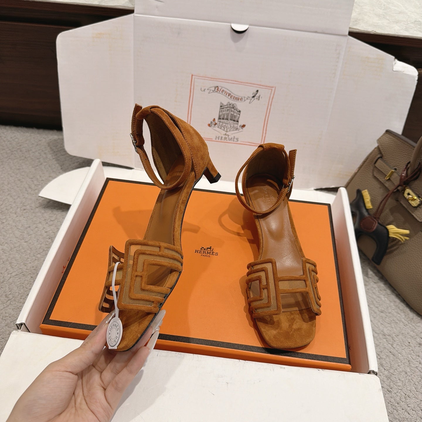 Hermes 2026 Joy Sandal Suede Mesh 898416