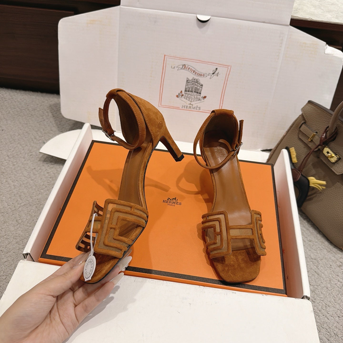 Hermes 2026 Joy Sandal Suede Mesh 898416