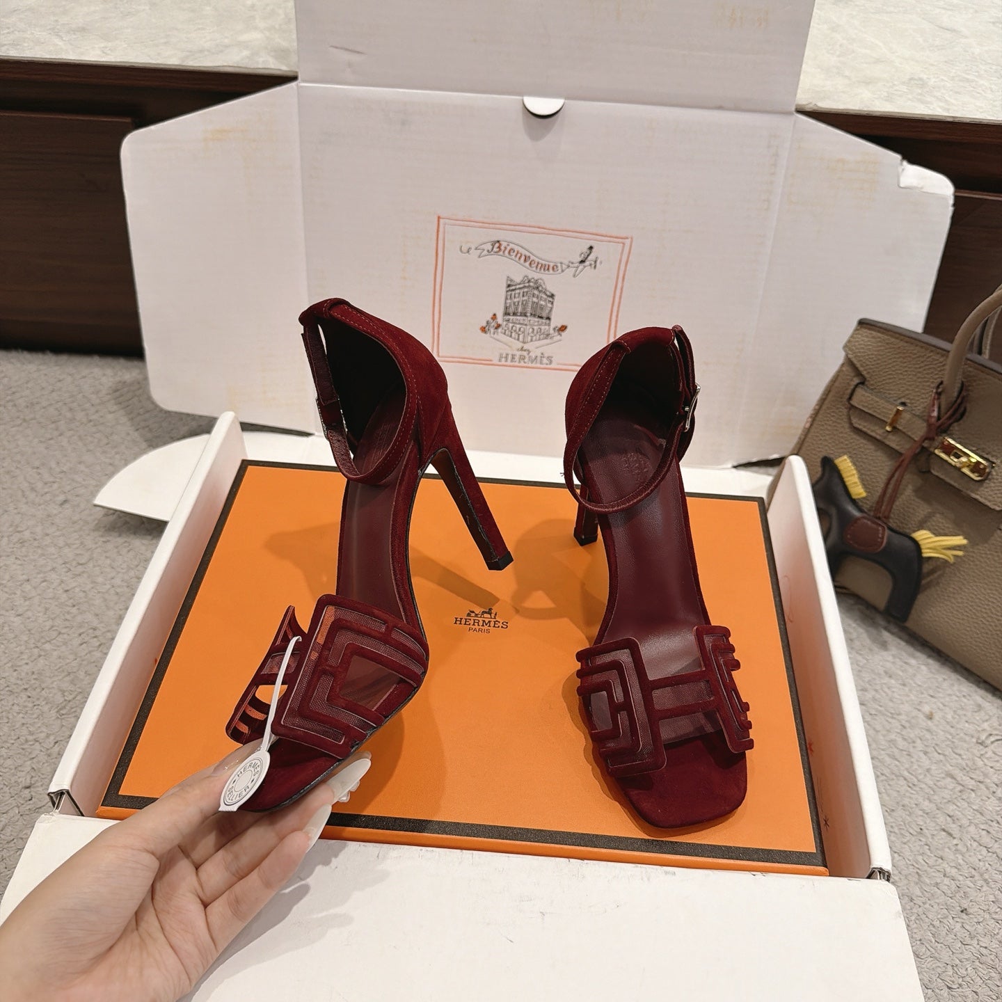 Hermes 2026 Joy Sandal Suede Mesh 898416