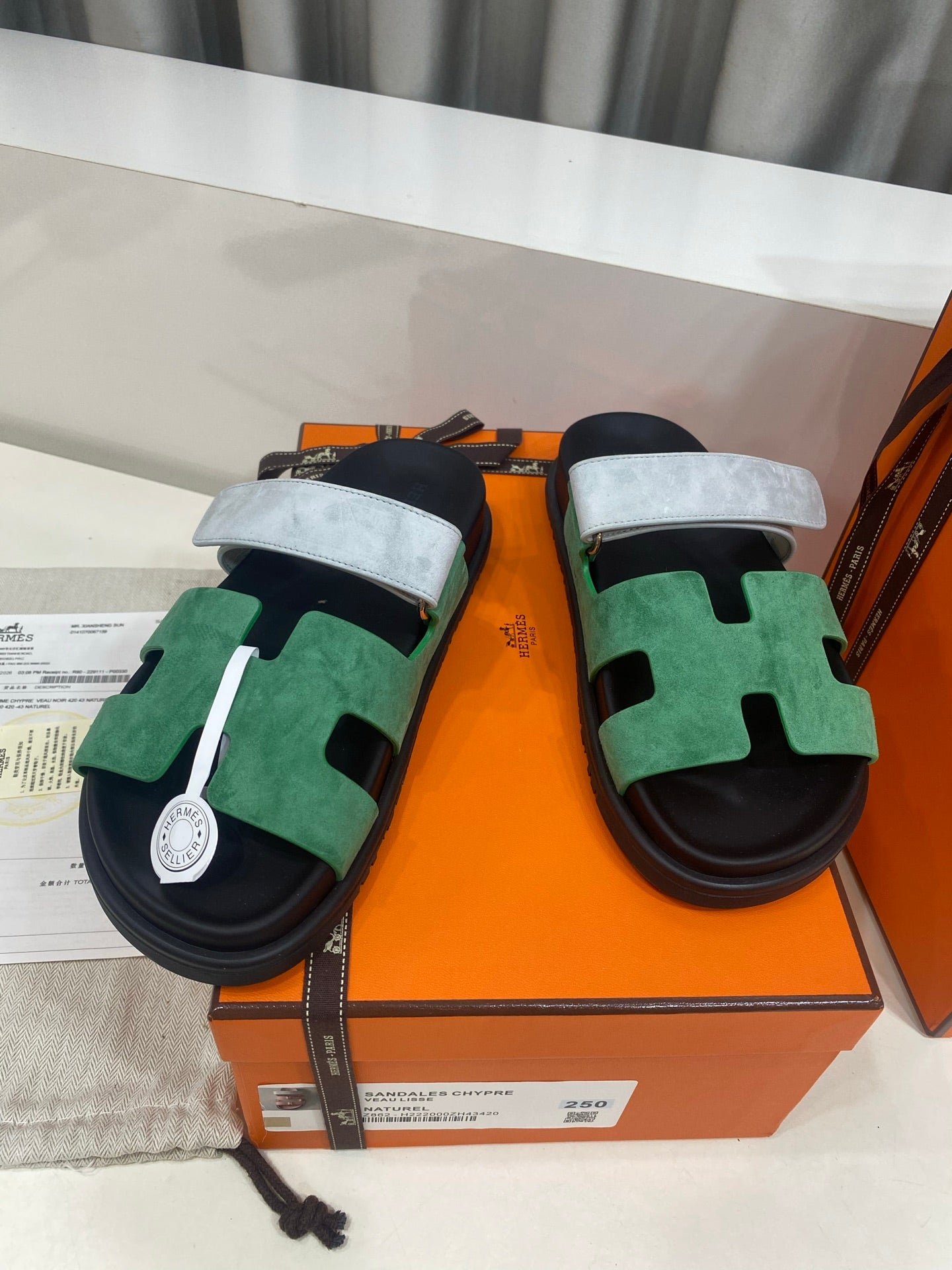 Hermes 2026 Chypre Sandal Two-tone Suede 957567