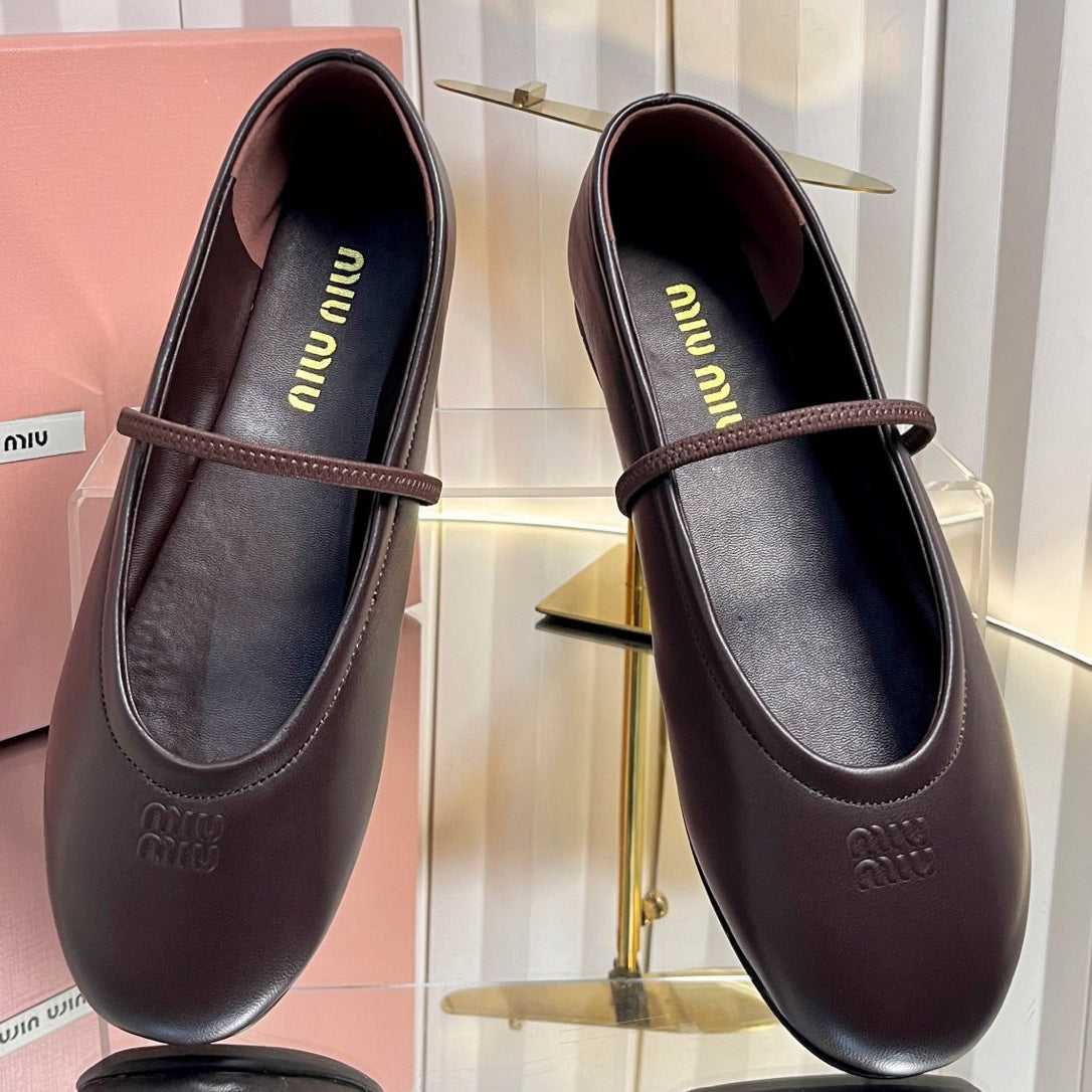 Miu Miu 2026 Strap Ballet Flats Leather 979169