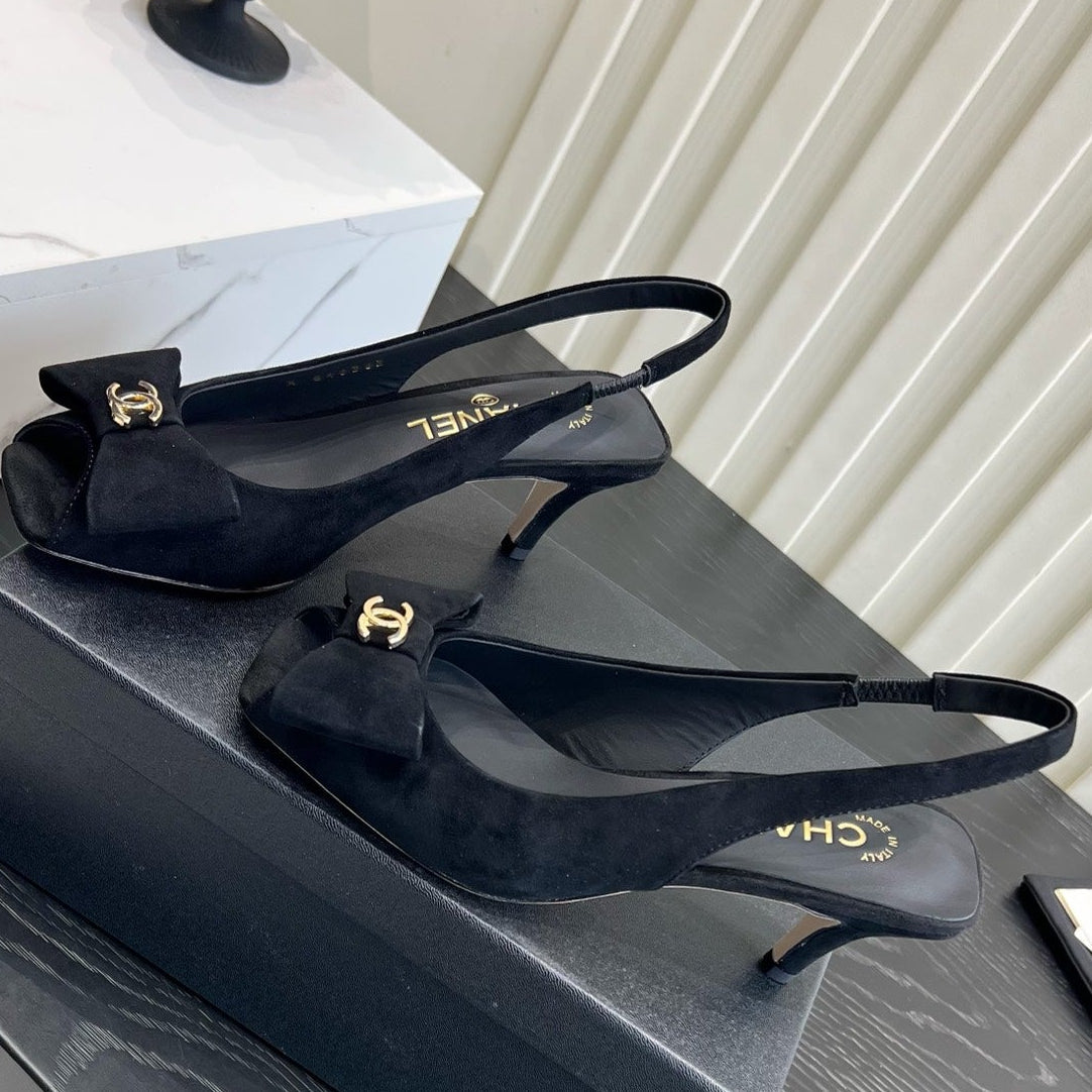 Chanel 2026 Bow-Tie Sandals 60mm Suede Sheepskin 977148