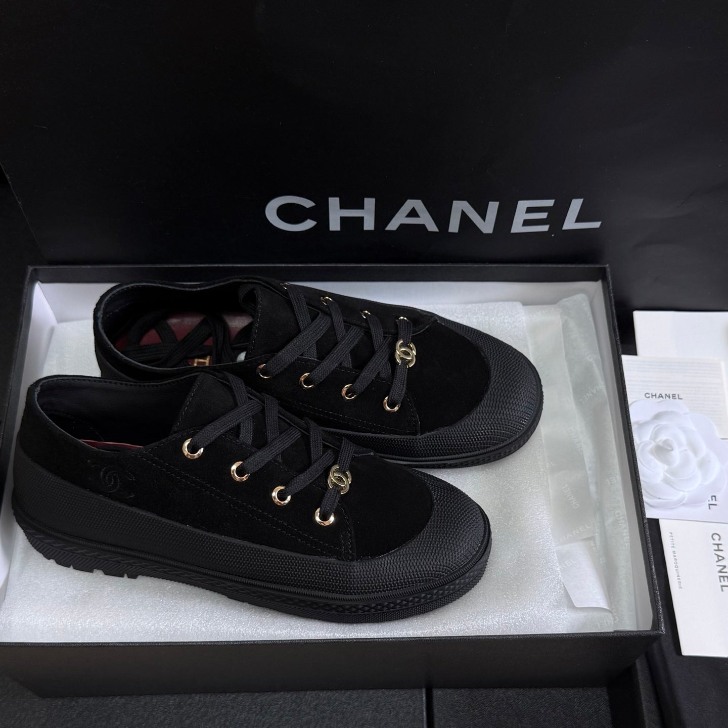 Chanel 2026 Sneakers Beige Black Suede 943012
