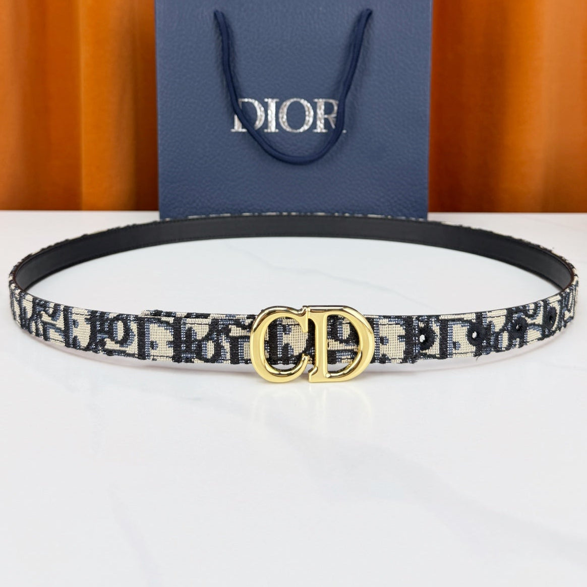 Dior 2026 Oblique CD Buckle Belt 20mm Fabric Leather