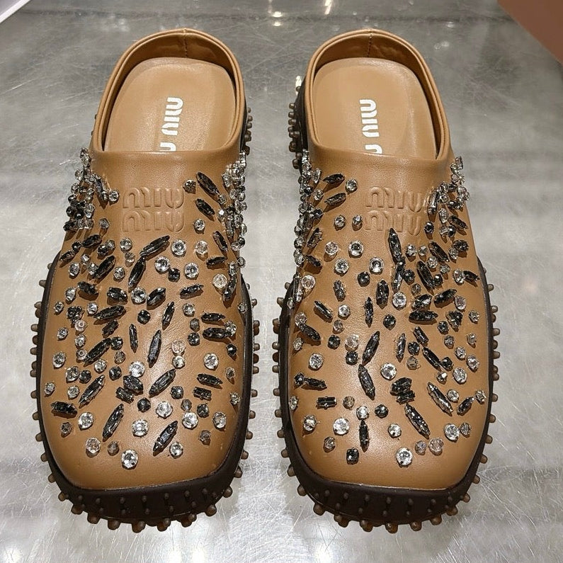 Miu Miu 2026 Embellished Studded Mule Calfskin 999598