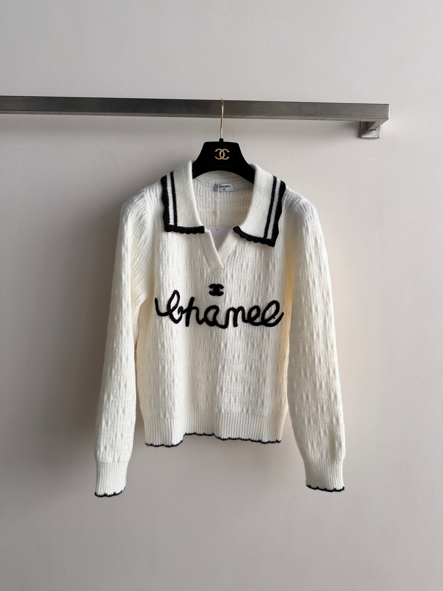 Chanel 2026 Embroidered Knit Polo Shirt Wool 417722