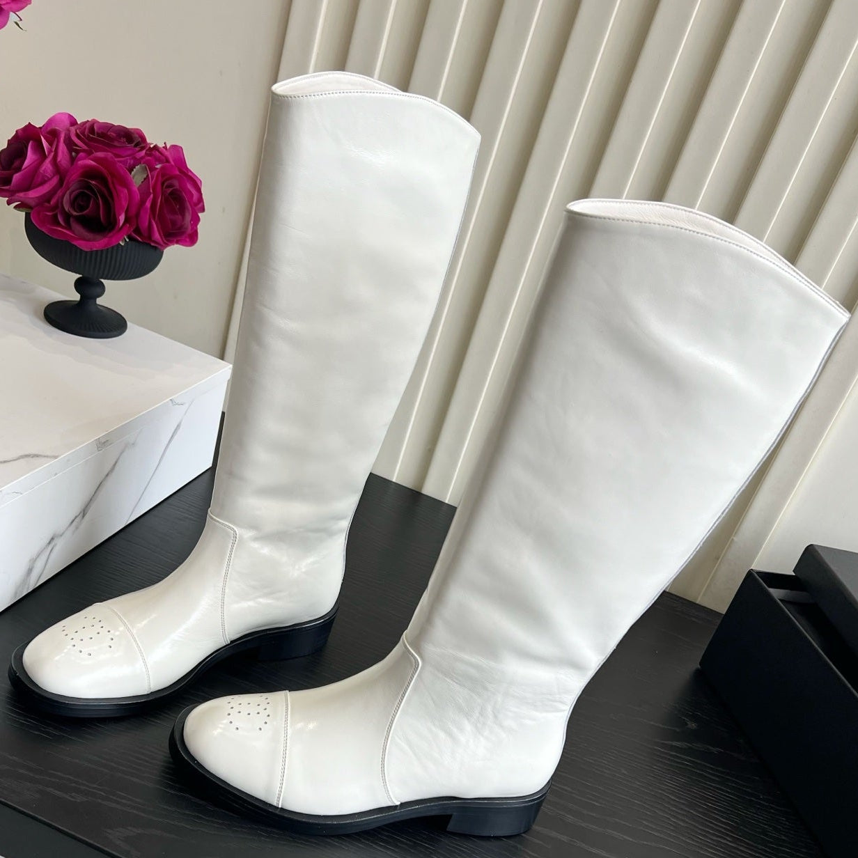 Chanel 2026 Perforated Toe Boots Patent Leather 977237