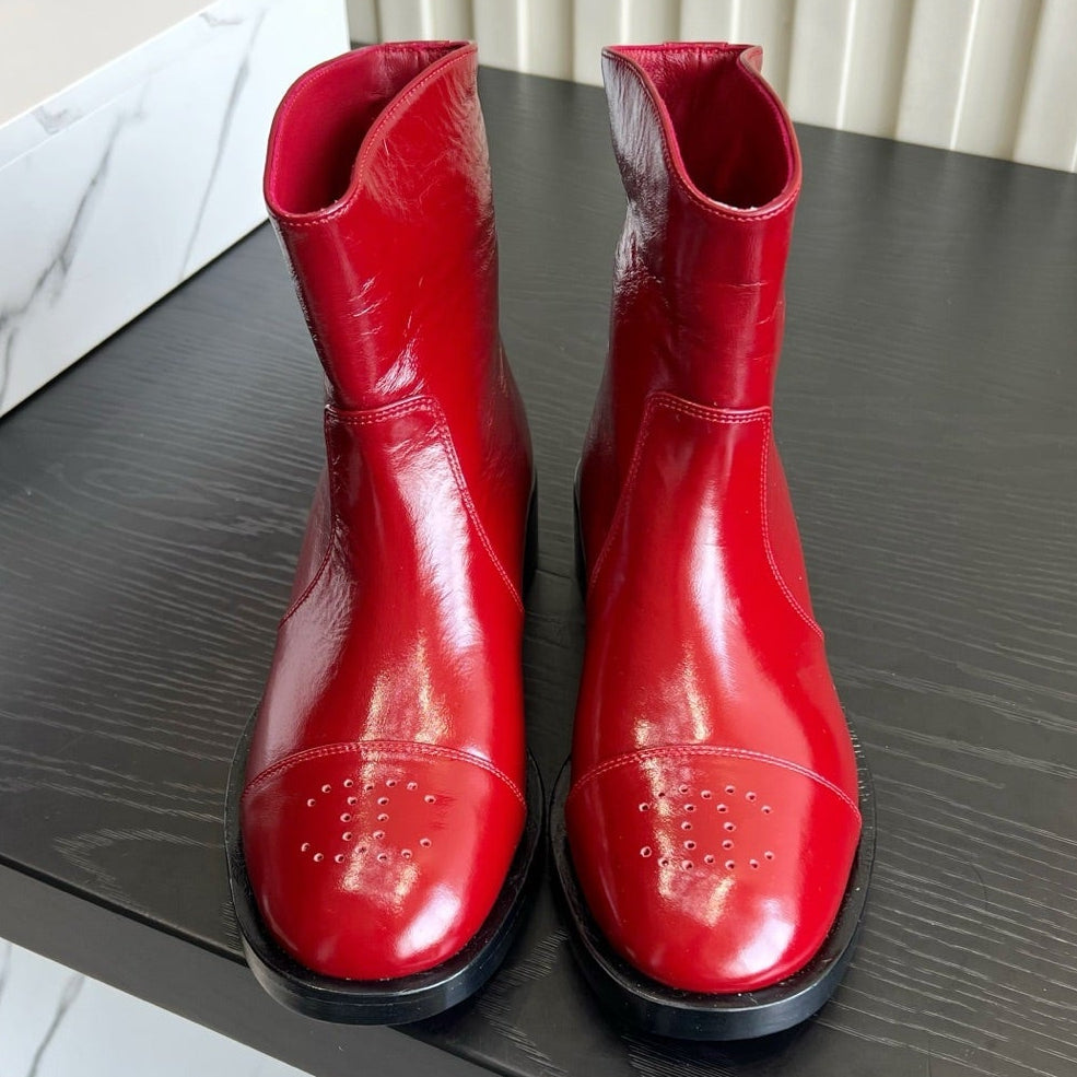 Chanel 2026 Perforated Toe Boots Patent Leather 977237