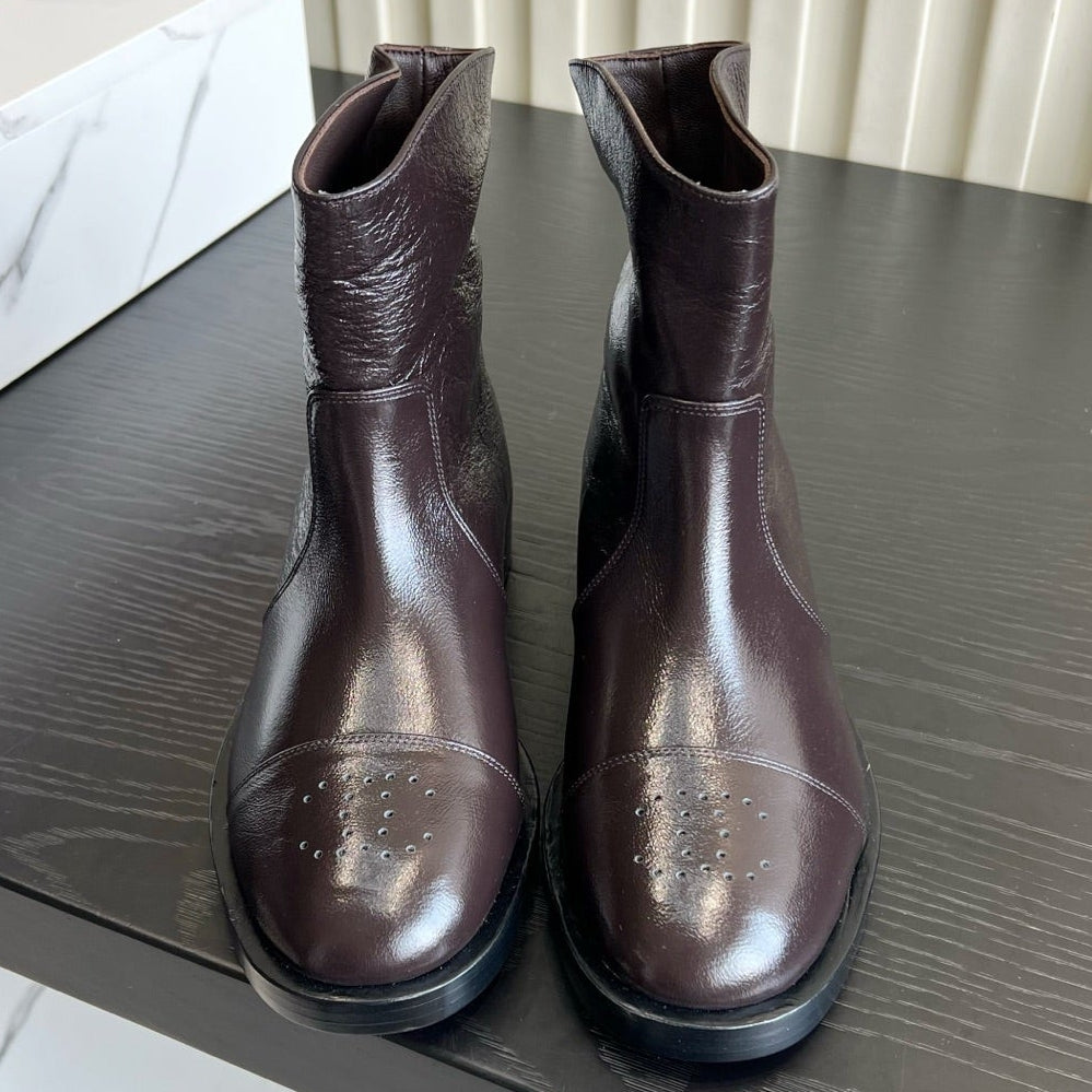 Chanel 2026 Perforated Toe Boots Patent Leather 977237