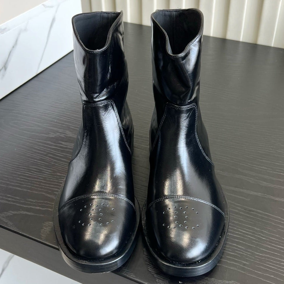 Chanel 2026 Perforated Toe Boots Patent Leather 977237