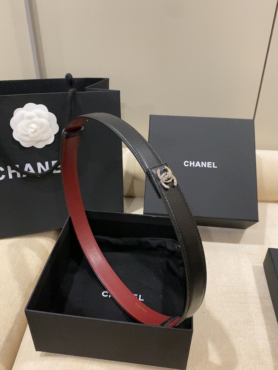 Chanel 2026 Double C Belt 25mm Suede Leather 215395