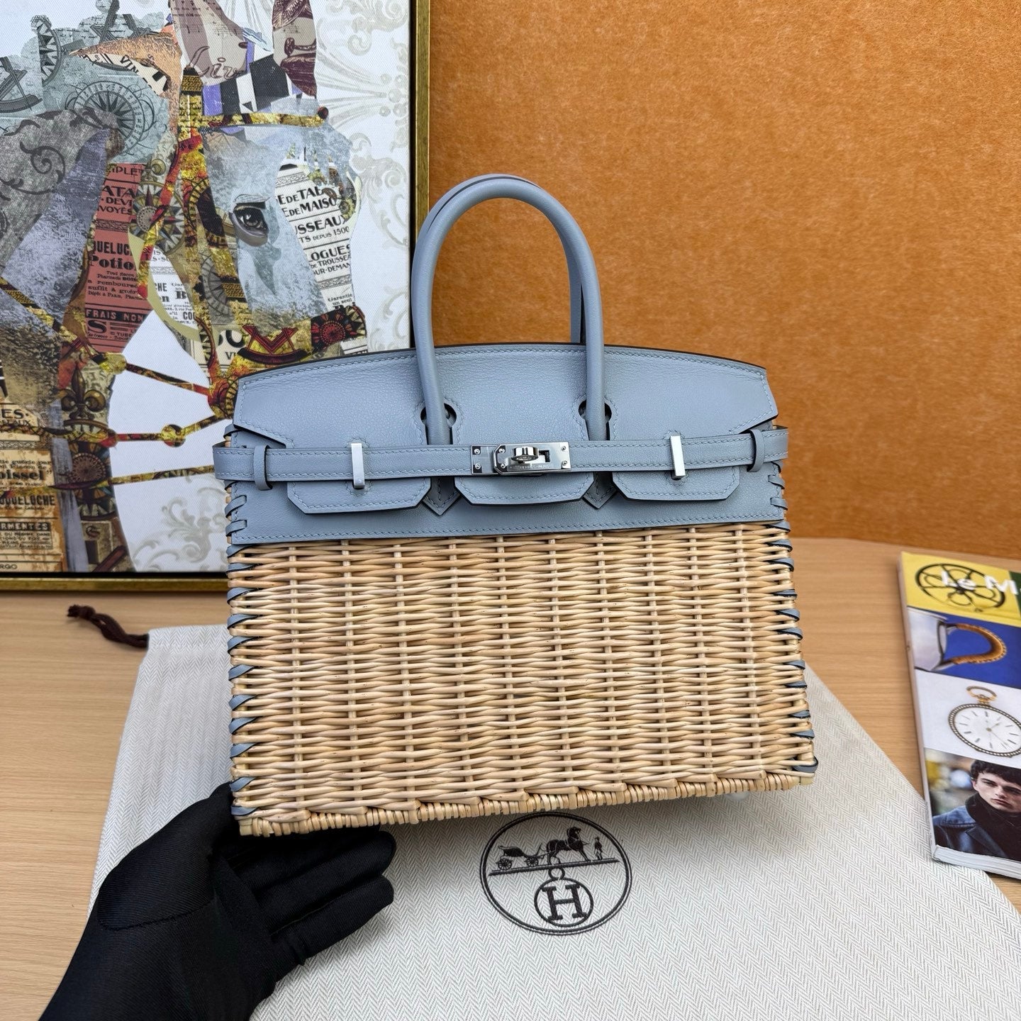 Hermes 2026 Birkin Picnic Bag 25cm Wicker And Swift Leather