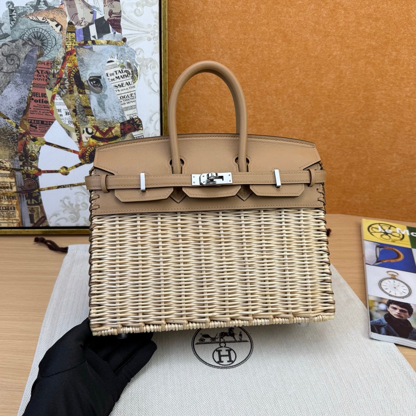 Hermes 2026 Birkin Picnic Bag 25cm Wicker And Swift Leather