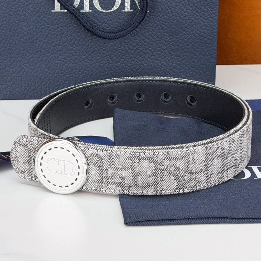 Dior 2026 Monogram Jacquard Reversible Belt 35mm Canvas