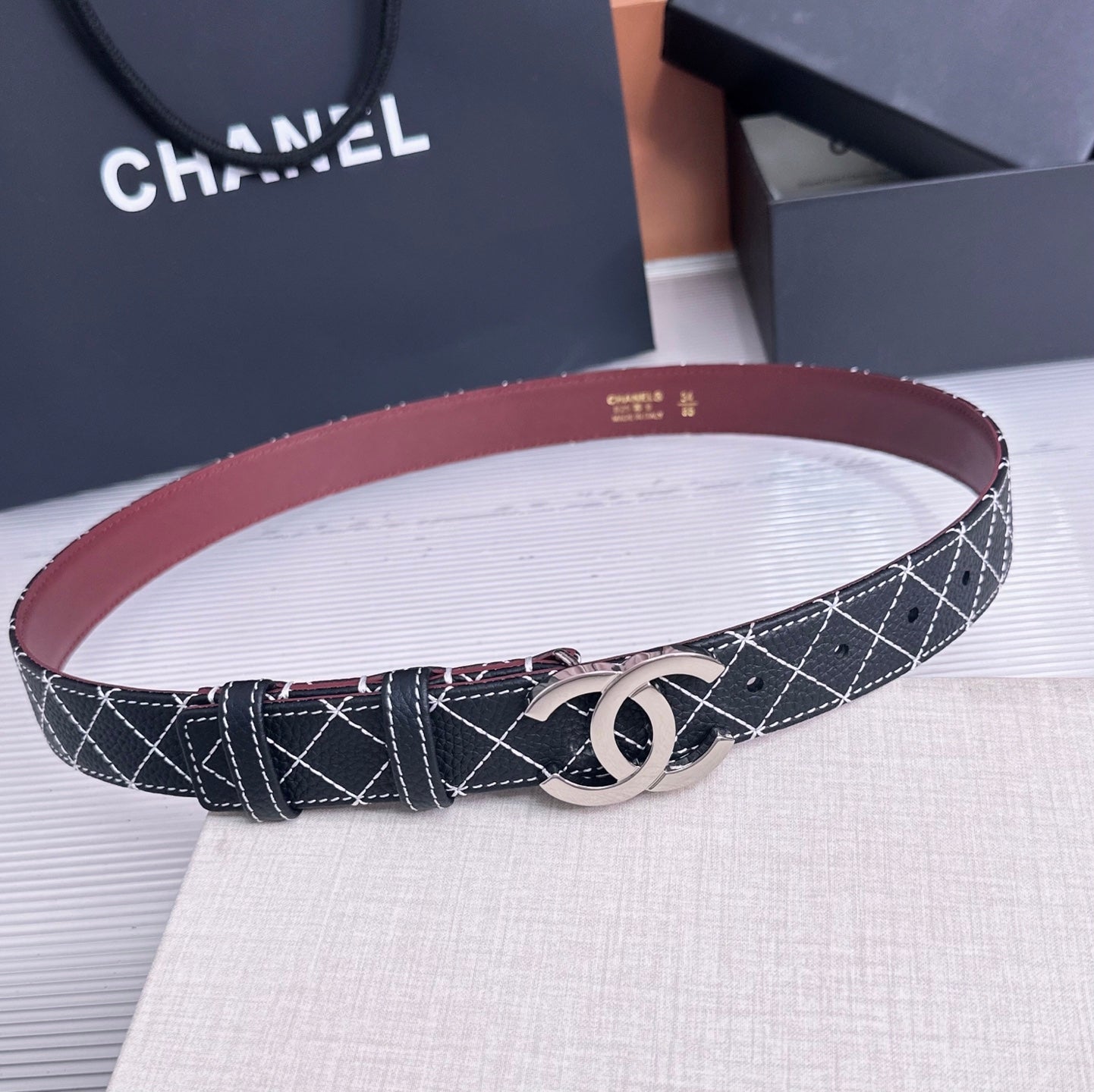 Chanel 2026 Matelassé Belt 30mm Cowhide 215561