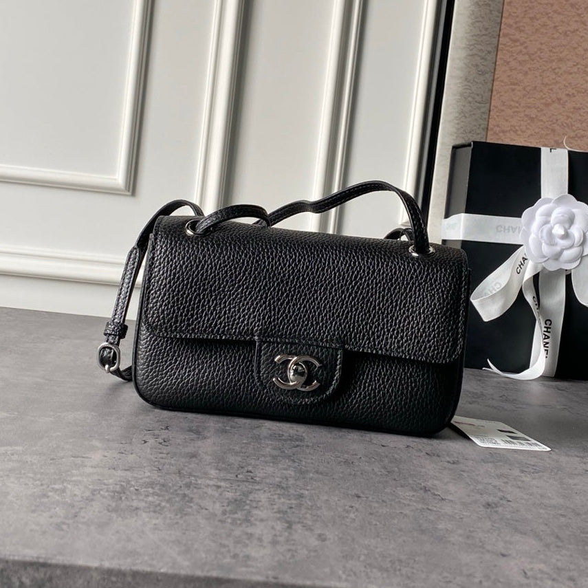 Chanel 2026 Mini Flap Bag 20cm Denim And Grained Calfskin