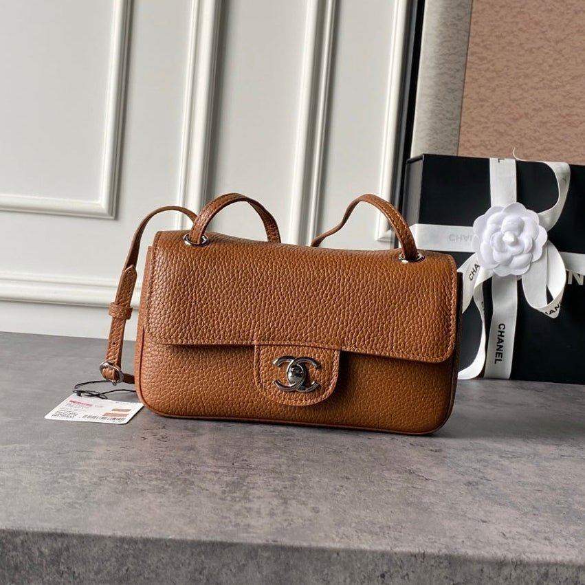 Chanel 2026 Mini Flap Bag 20cm Denim And Grained Calfskin