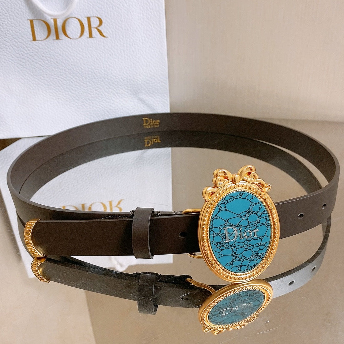 Dior 2026 Médaillon 7.3cm Buckle Belt 2.5cm Leather 216234