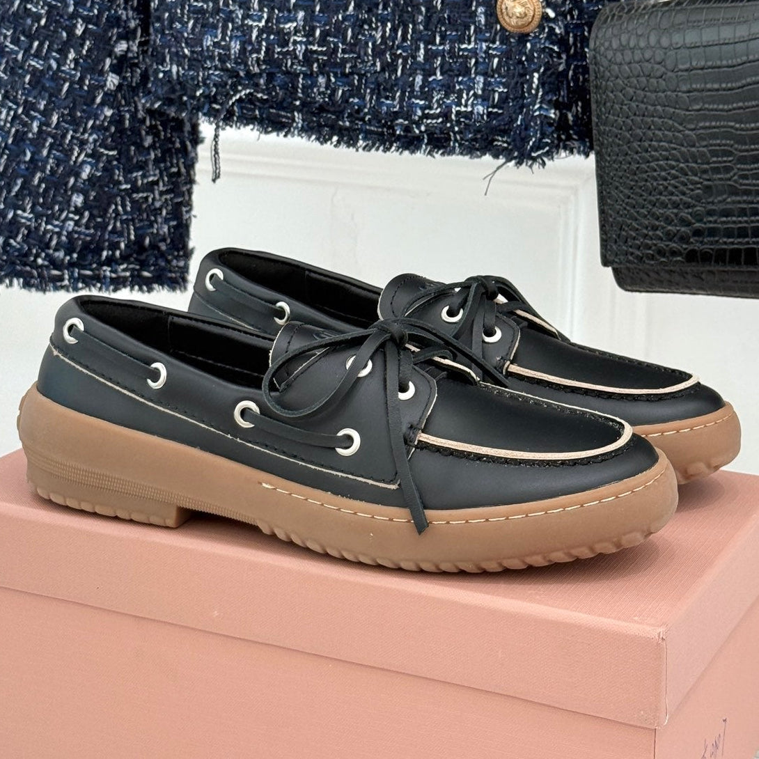 Miu Miu 2026 Lace-Up Loafers Suede Leather 991827