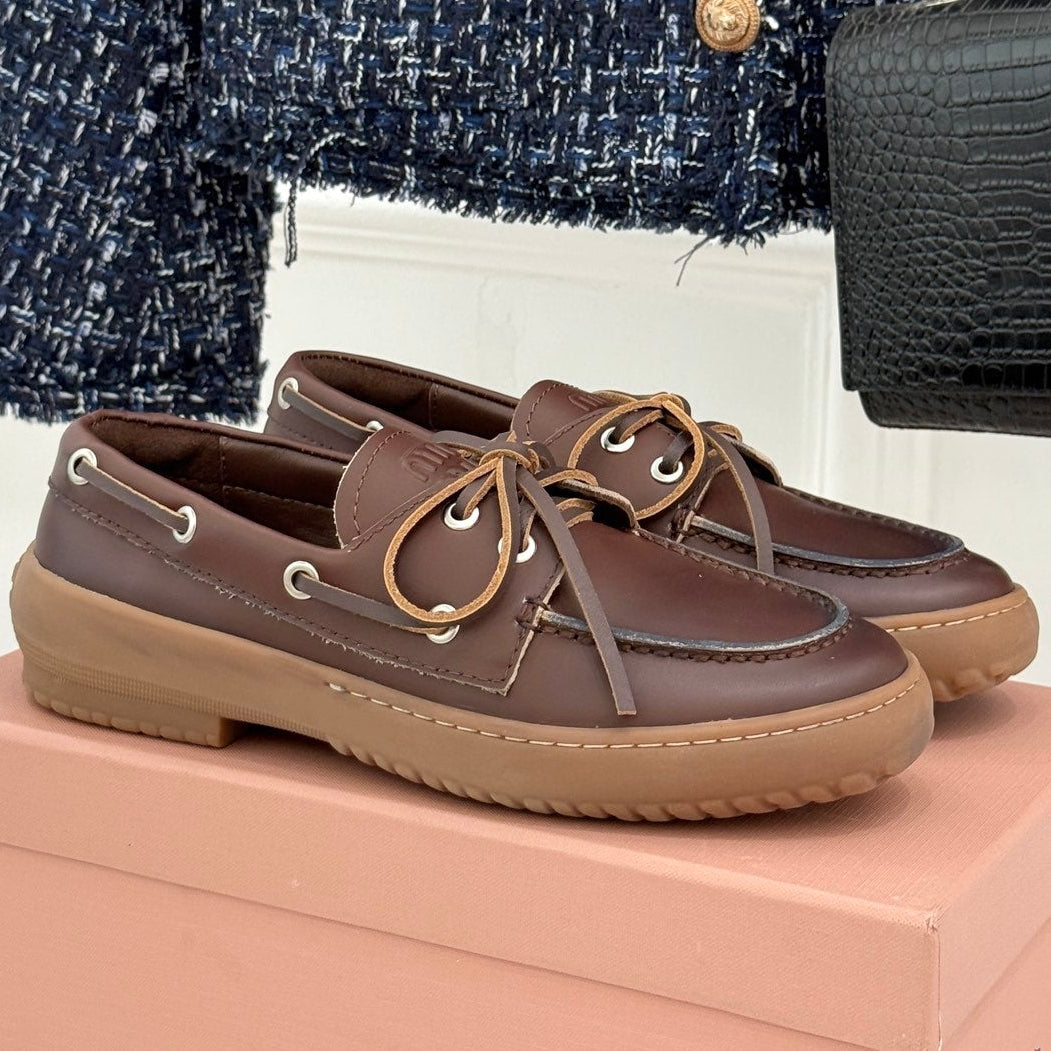 Miu Miu 2026 Lace-Up Loafers Suede Leather 991827