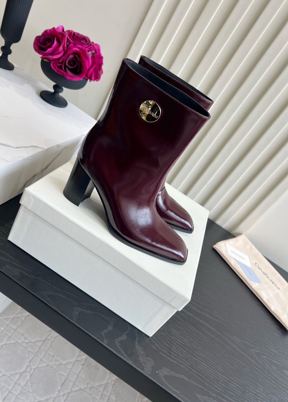 YSL 2026 Square Toe Boots 70mm Leather 198192